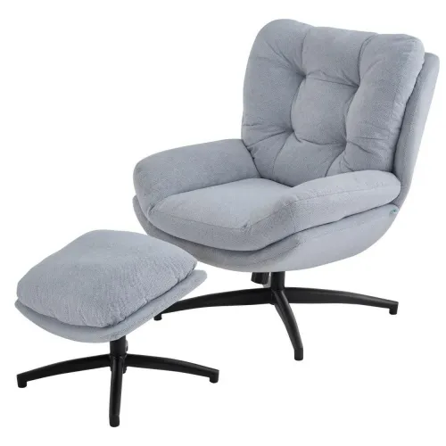 Otočné kreslo s podnožkou ROYAL svetlosivé