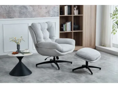 Detail produktu Otočné kreslo s podnožkou ROYAL svetlosivé