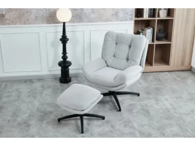 Detail produktu Otočné kreslo s podnožkou ROYAL svetlosivé