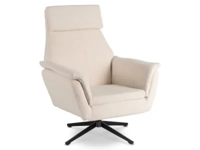 Otočné kreslo Terry bouclé béžové/čierne
