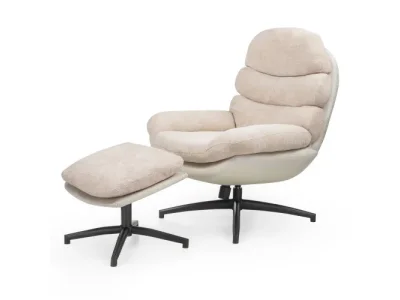 Otočné relaxačné kreslo PRIMA s podnožkou béžové