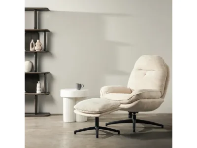 Otočné relaxačné kreslo VERANO s podnožkou béžové