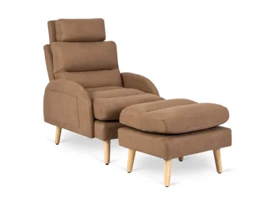 Polohovacie kreslo Henry s podnožkou hnedé