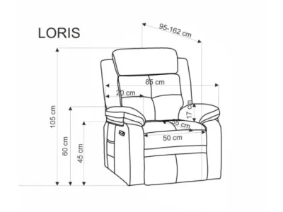 Detail produktu Polohovacie kreslo Loris popolavo sivé