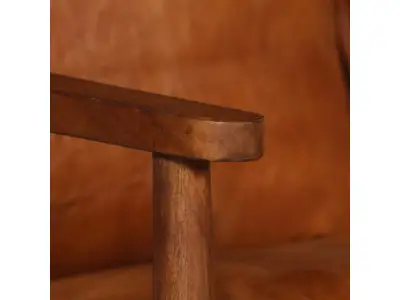 Detail produktu Dvojmiestna pohovka pravá koža / drevo Dekorhome