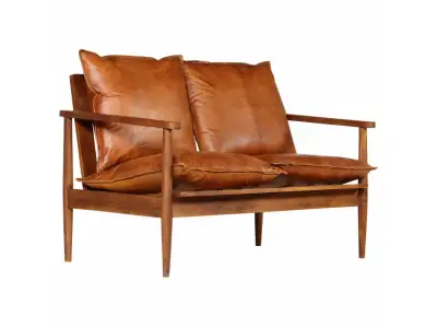 Detail produktu Dvojmiestna pohovka pravá koža / drevo Dekorhome