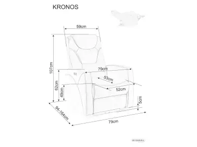 Detail produktu Elektrické polohovacie kreslo KRONOS Velvet sivé