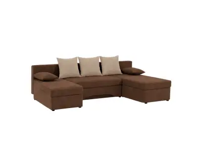 KONDELA Polaris U Uni rohová sedačka u s rozkladom hnedá/ bežová