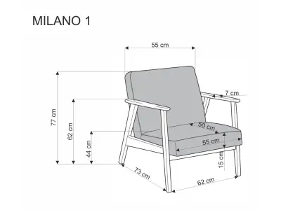 Detail produktu Kreslo MILANO z masívu popolavo sivé/orechové