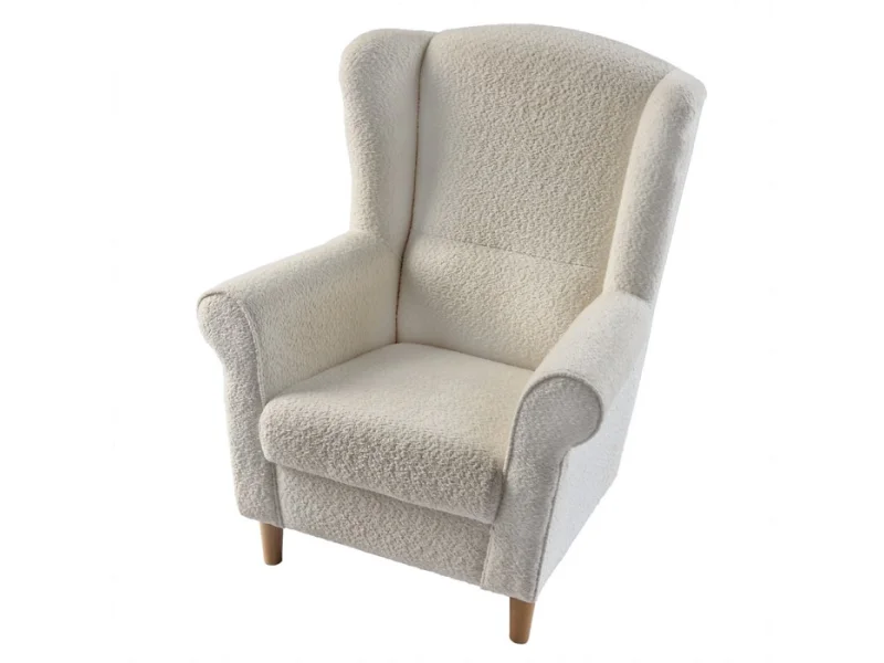 KONDELA Charlot kreslo (ušiak) smotanová / buk