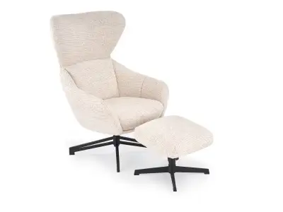 Čalúnené otočné kreslo FREDY s podnožkou béžové