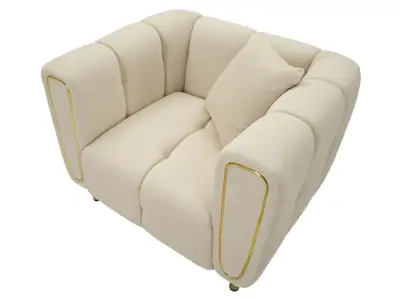 Detail produktu Dizajnové zamatové kreslo Alma krémové/zlaté