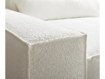 Detail produktu Veľká pohovka Sirpio 230x95 cm bouclé bielo-krémová s taburetom