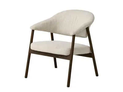 Estila Moderné severské kreslo Bodil s čalúneným sedadlom a opierkou v krémovej farbe s tmavou hnedou dubovou konštrukciou 69 cm