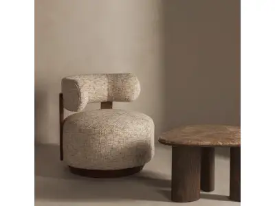 Detail produktu Designové křeslo Dolce béžovo-šedé/ořech