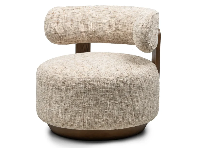 Designové křeslo Dolce béžovo-šedé/ořech