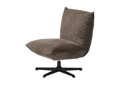 Estila Moderné industriálne kreslo Nielsen bez bočných opierok s hnedým ženilkovým poťahom a čiernou kovovou podstavou 70 cm