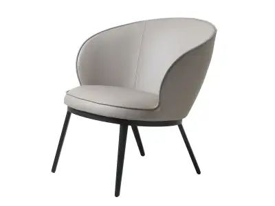 Estila Moderné industriálne kreslo Gamla s hnedosivým koženým poťahom v odtieni taupe s čiernou kovovou podstavou 73 cm