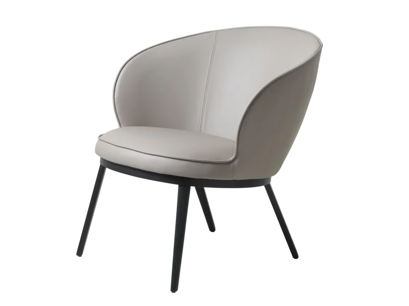 Estila Moderné industriálne kreslo Gamla s hnedosivým koženým poťahom v odtieni taupe s čiernou kovovou podstavou 73 cm