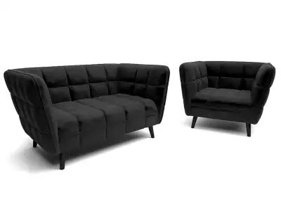 Detail produktu Sametové křeslo Castello černé/wenge